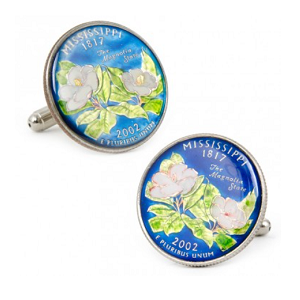 Hand Painted Mississippi State Quarter Cufflinks